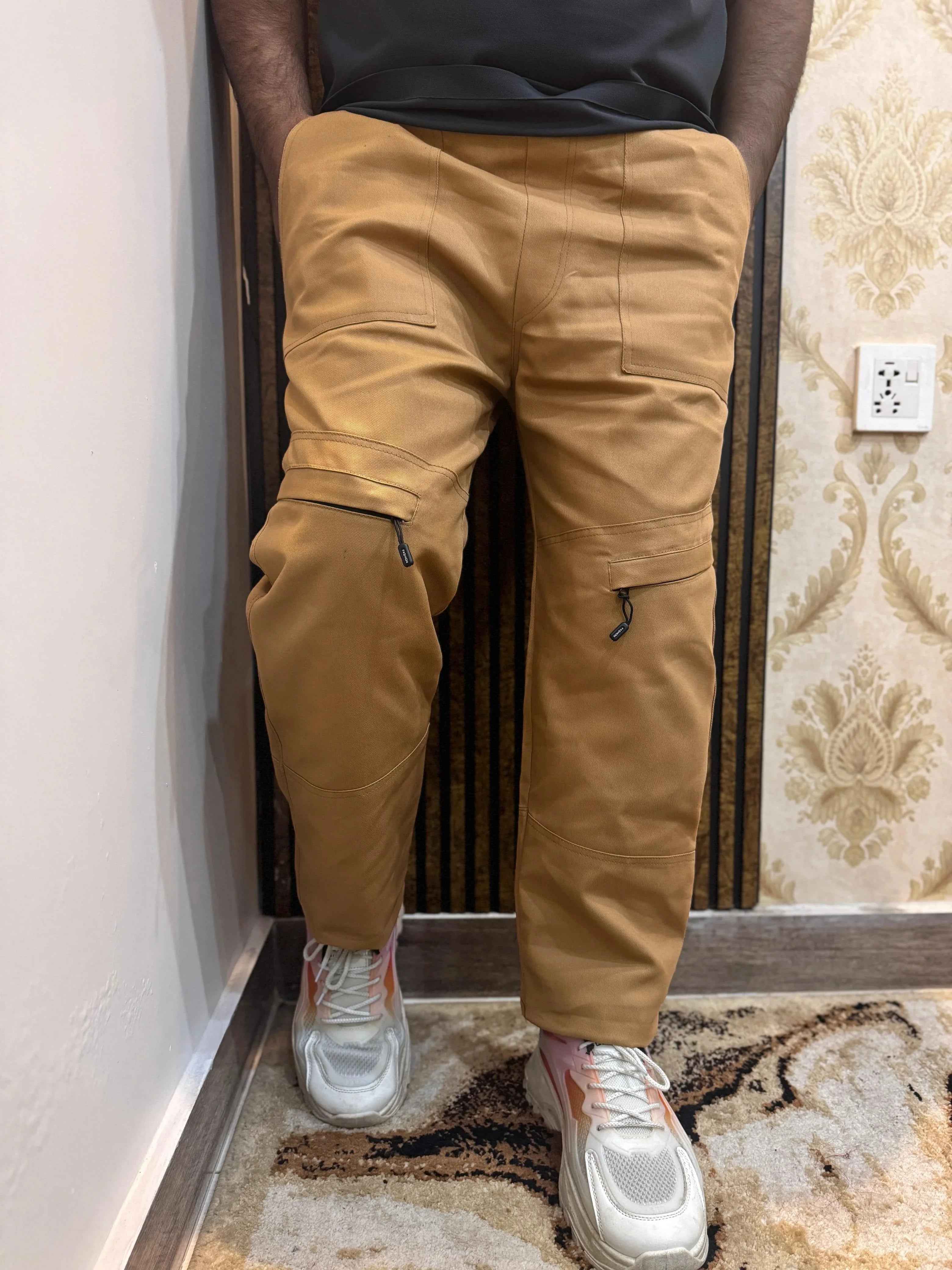 Baggy Stylish Premium light Mustard 6 Pocket Cargo Trouser LVT-02 - Image 6