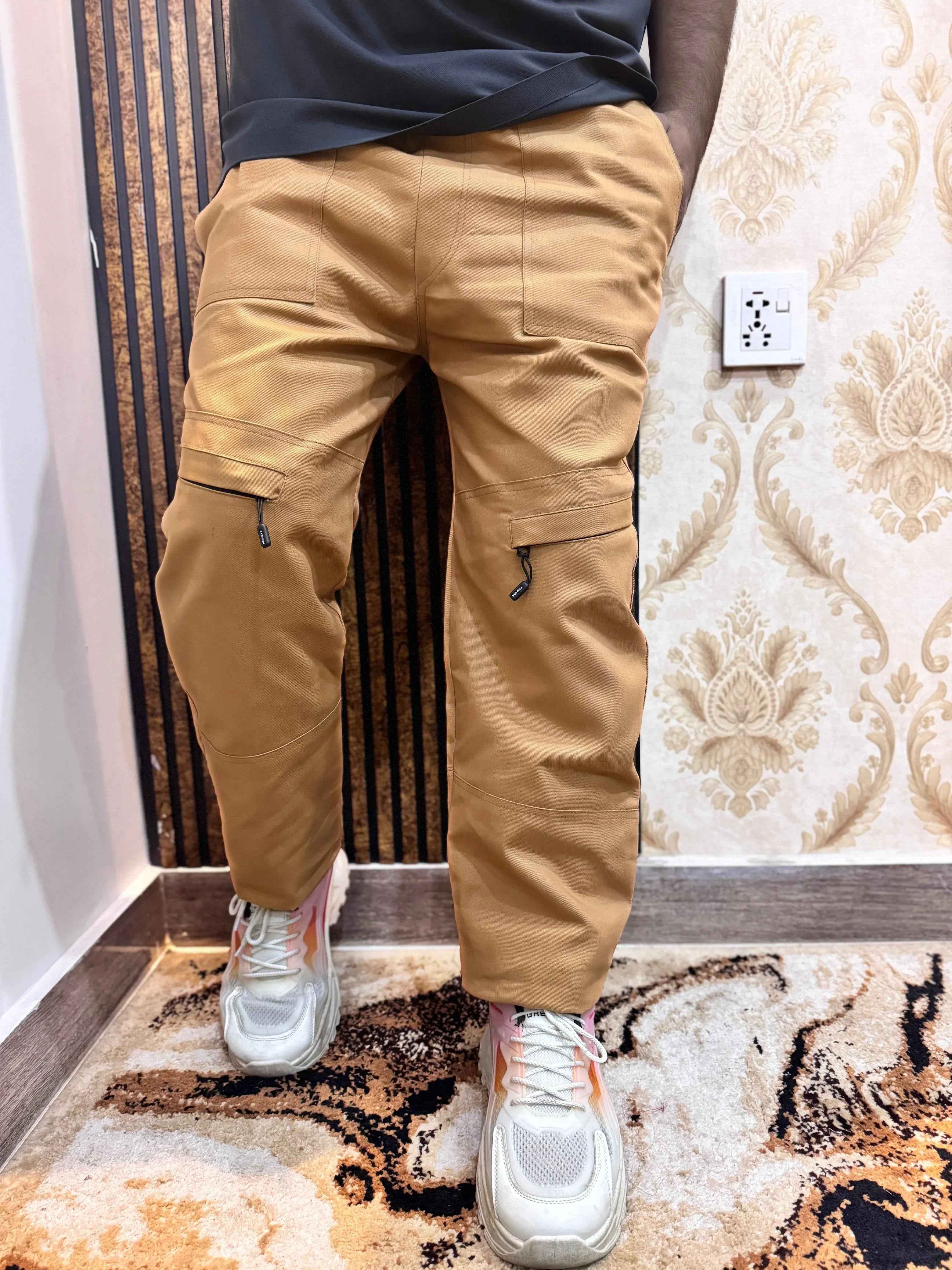 Baggy Stylish Premium light Mustard 6 Pocket Cargo Trouser LVT-02 - Image 7