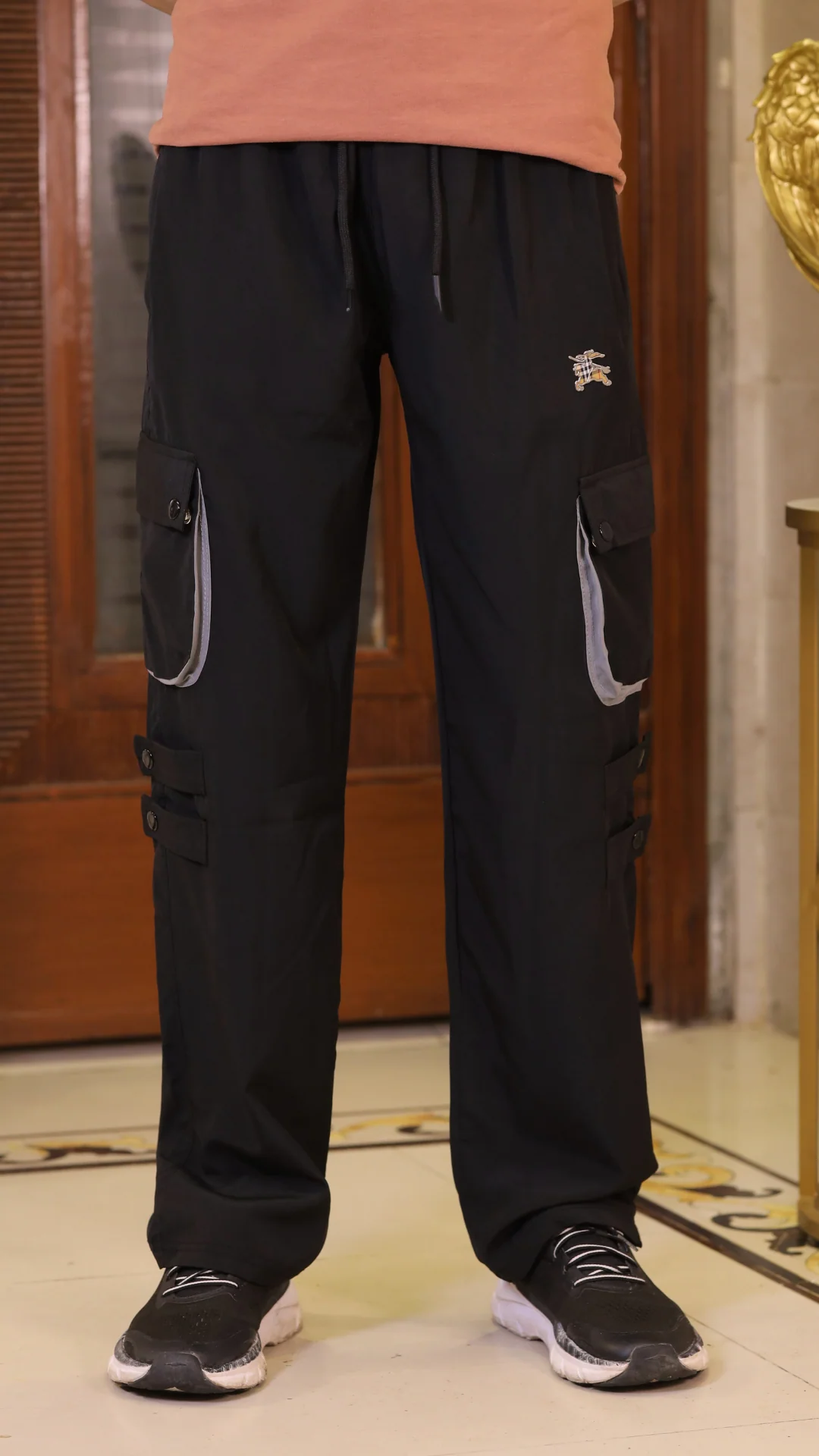 Imported Black Micro Relaxed Fit 6 Pocket Cargo - Image 2