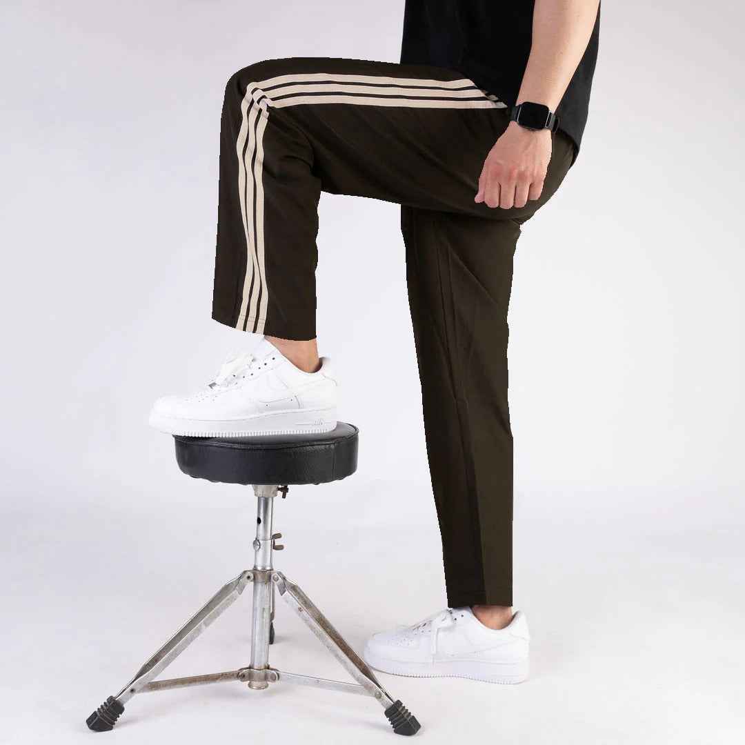 Imported Brown Micro Relaxed Fit Trousers with Three Skin Stripes - Image 2