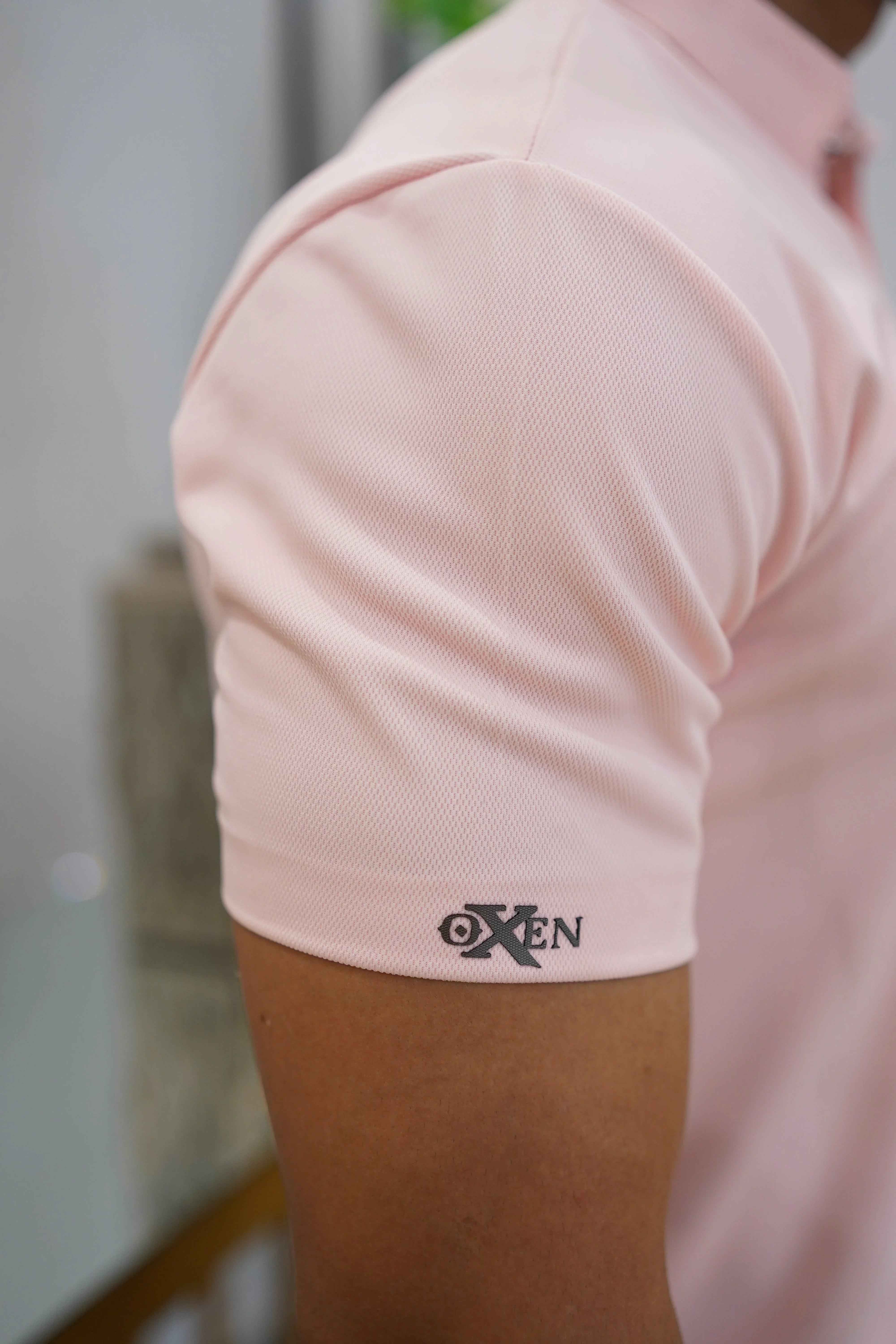 Italian textured seam less Polo Shirts OXT # 01 Peach - Image 5