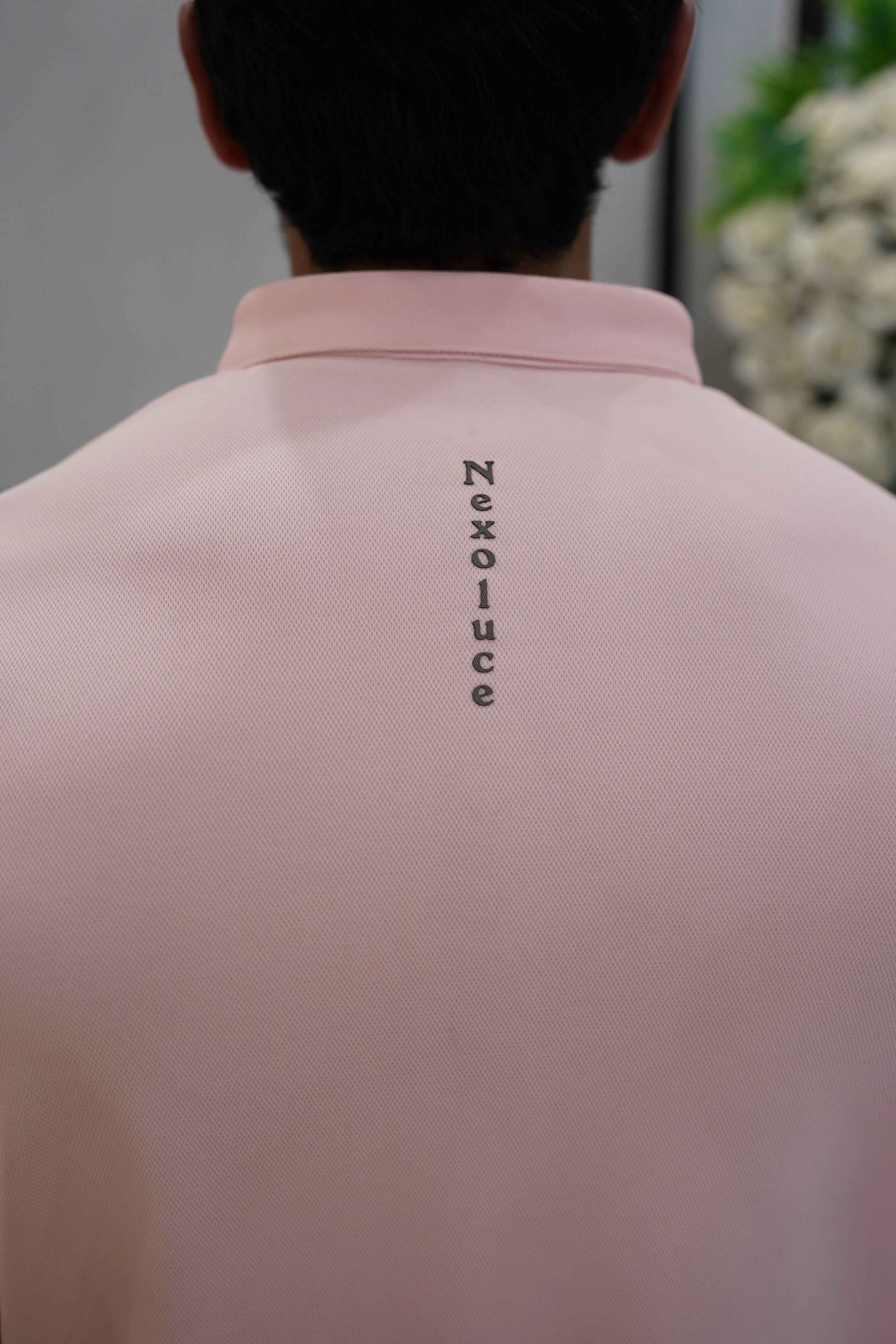 Italian textured seam less Polo Shirts OXT # 01 Peach - Image 6