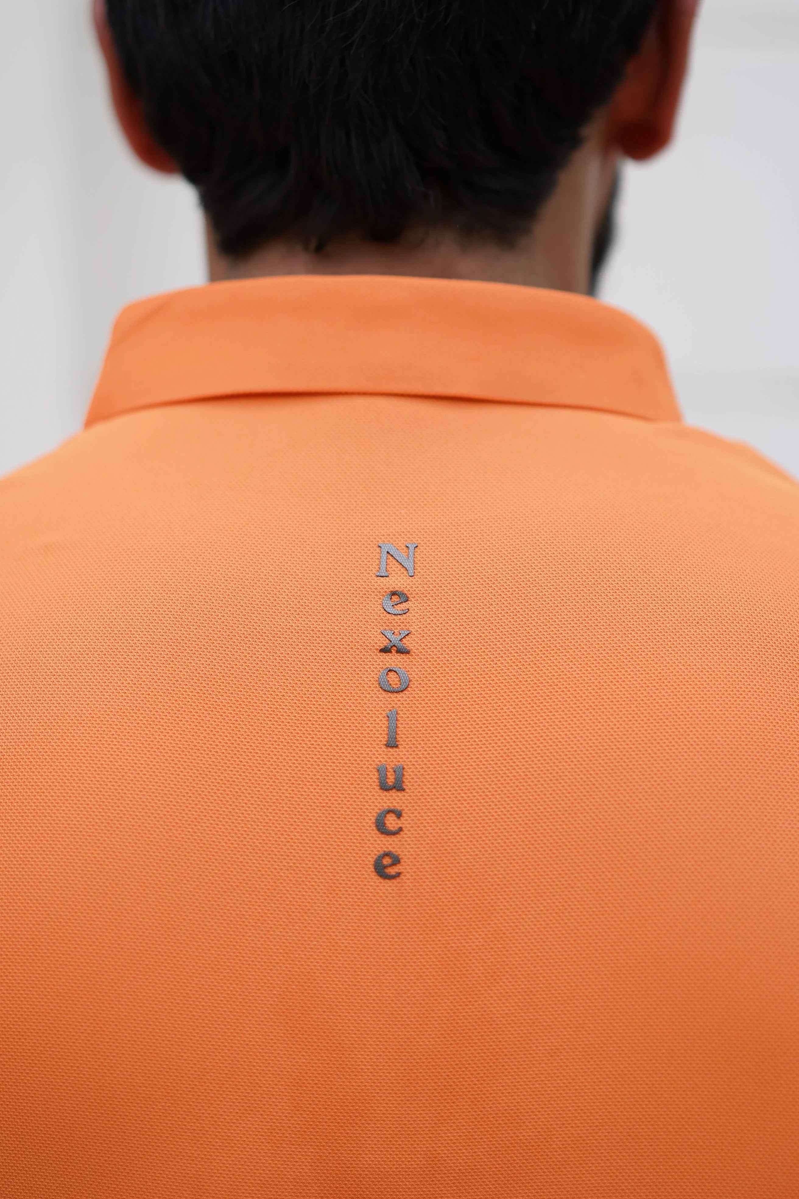 Italian textured seam less Polo Shirts OXT # 05 Orange - Image 5