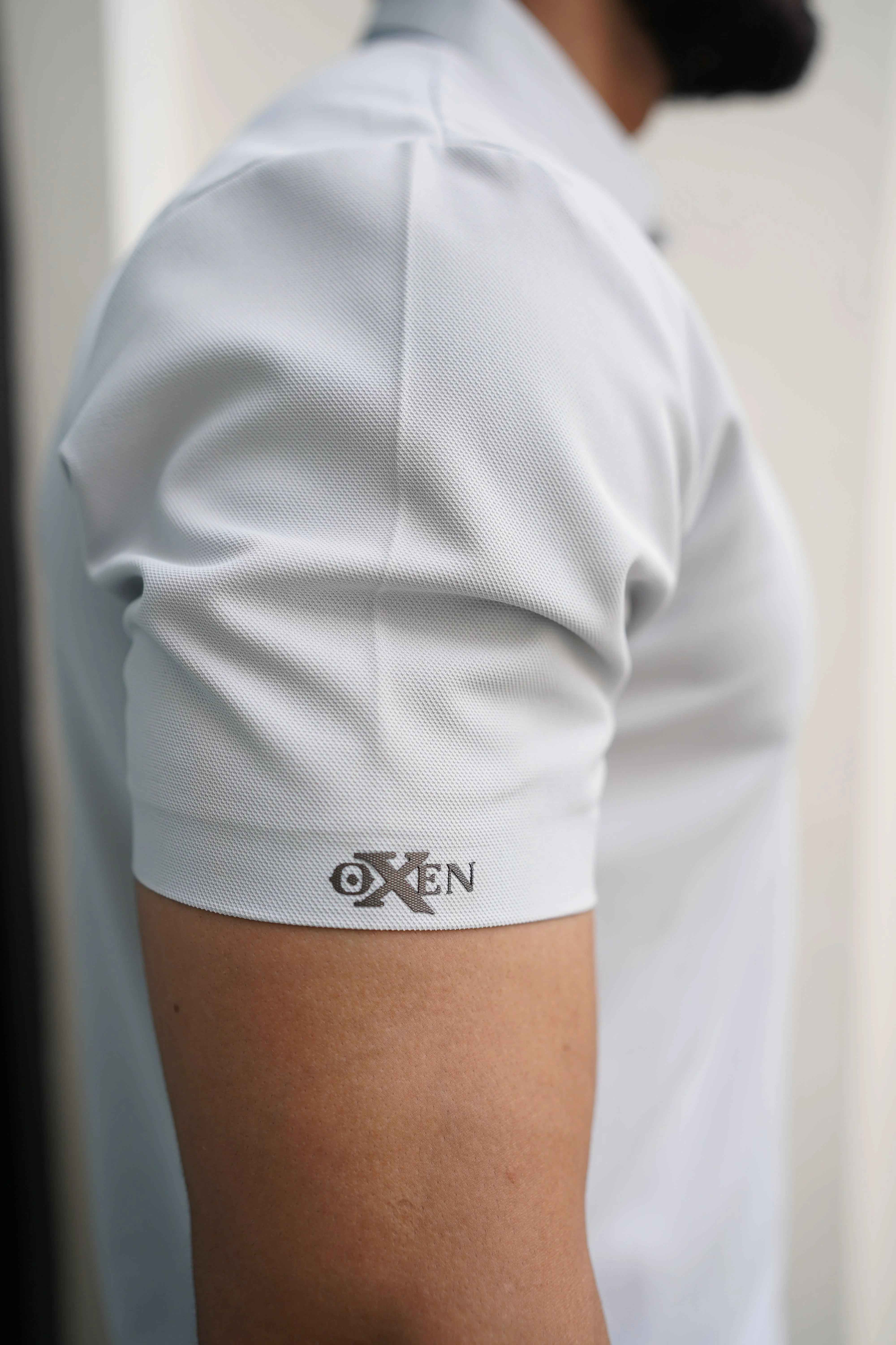 Italian textured seam less Polo Shirts OXT # 12 Silver - Image 3