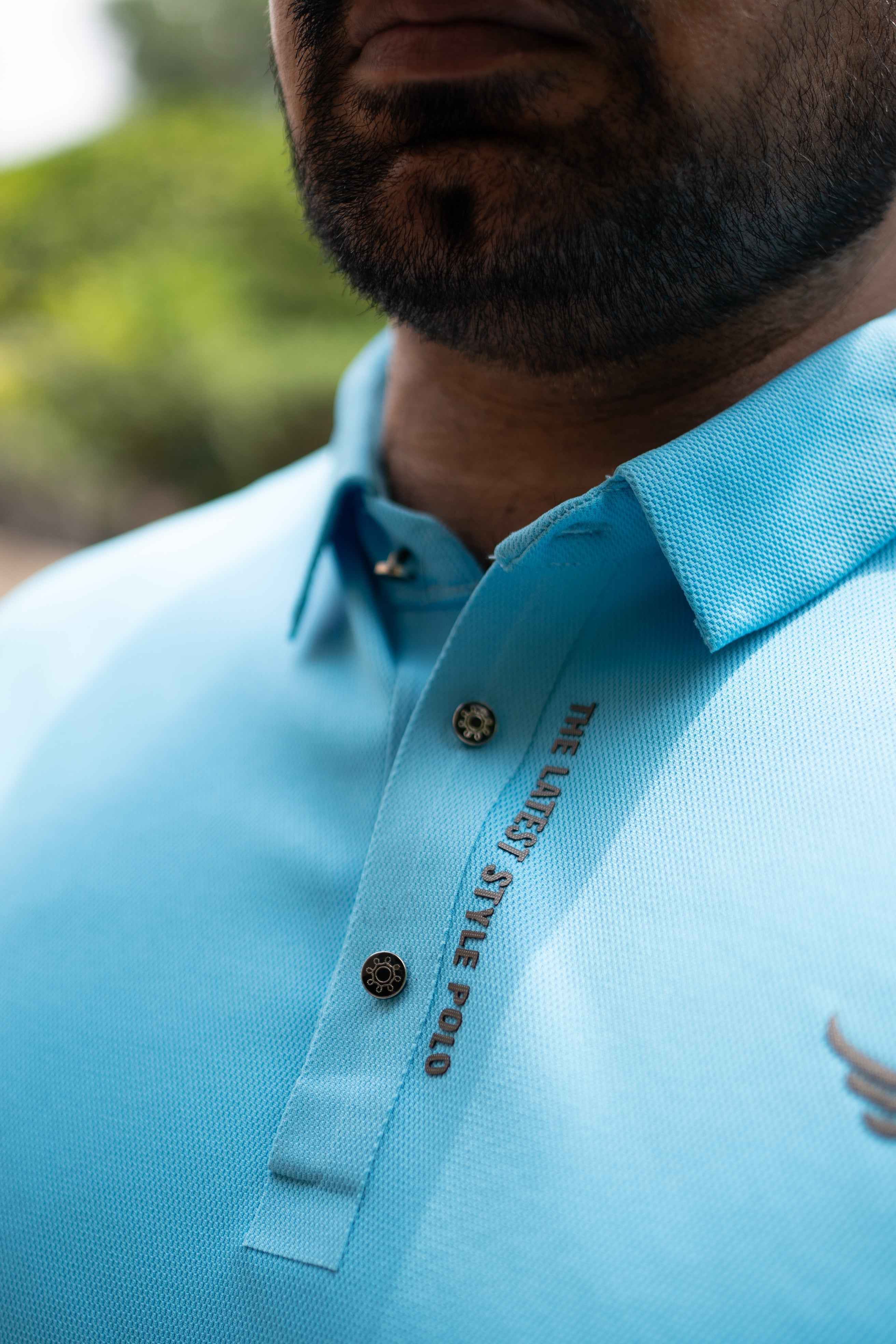 ITALIAN Textured Stitch-less POLO Shirt LVPS-DARK SKY - Image 3