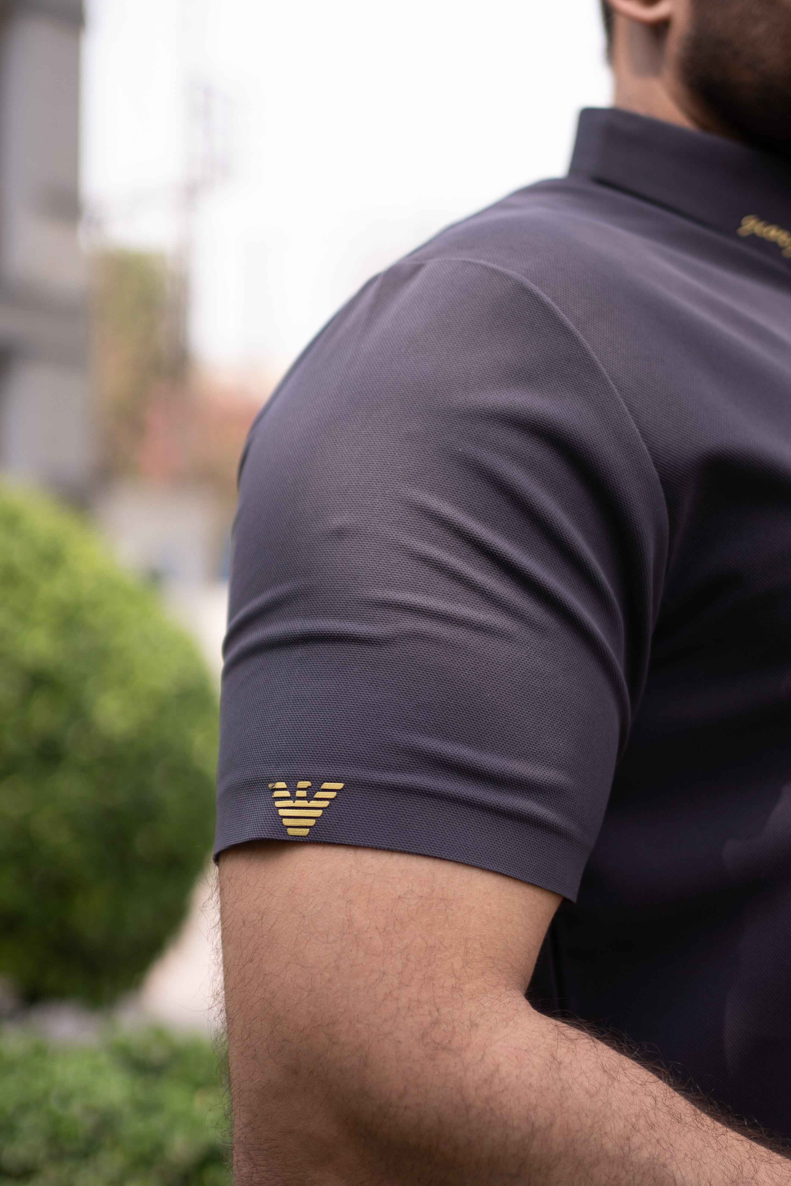 ITALIAN Textured Stitch-less POLO Shirt LVPS CHARCOAL GRAY - Image 3