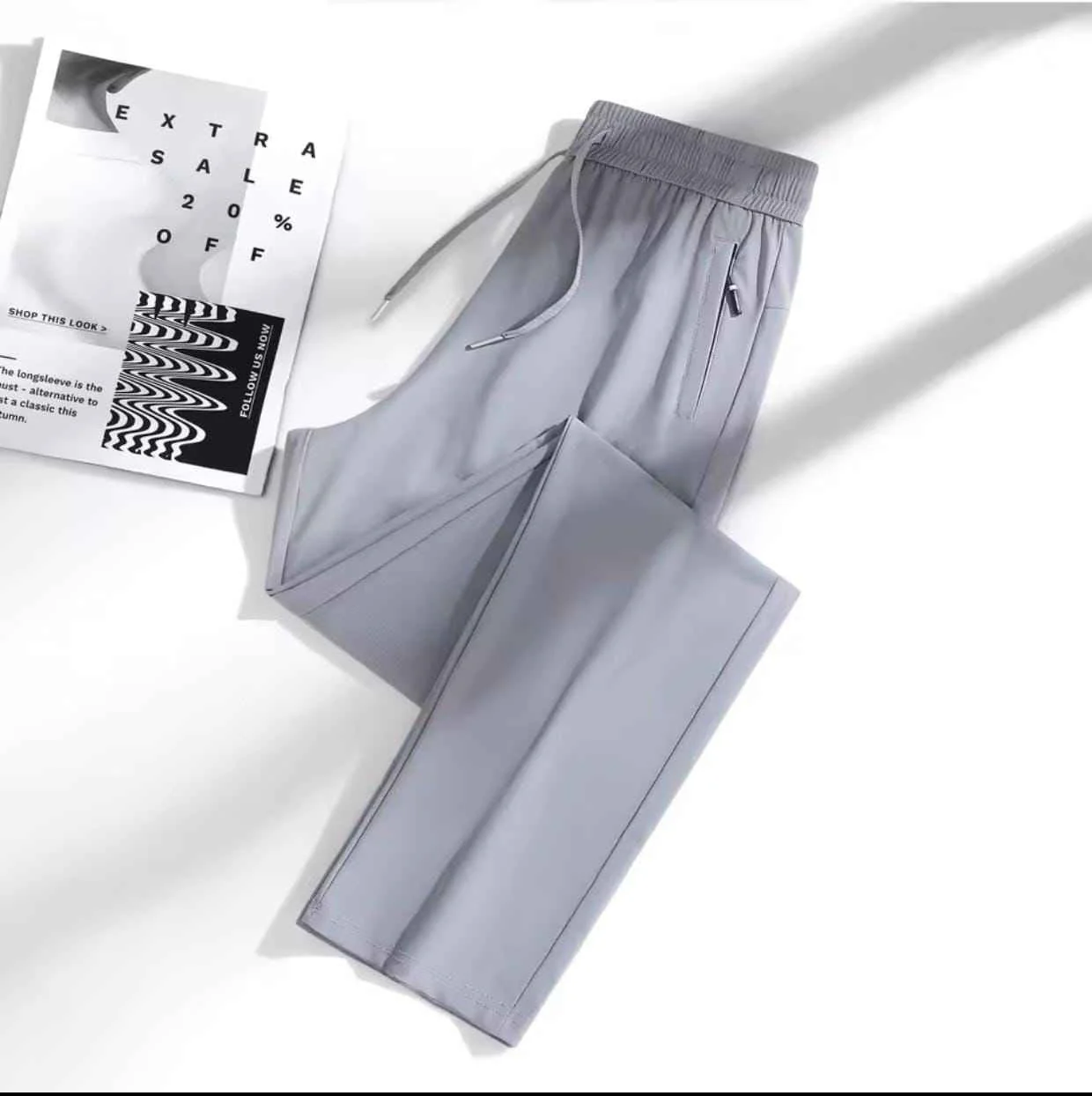 Men's premium 4 Way Lycra Light Gray Imported Trouser PT-8 - Image 3