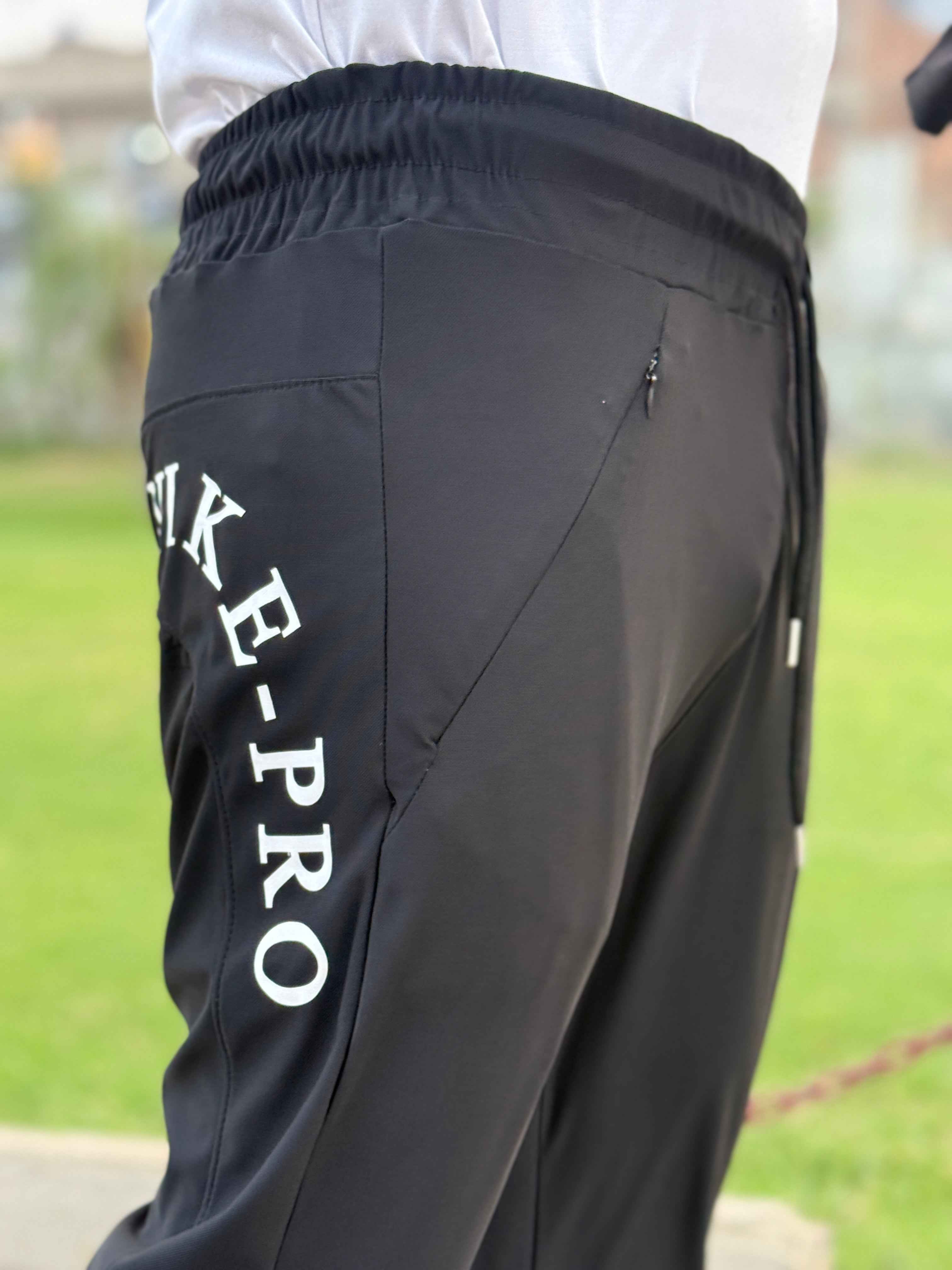 Premium Black Nike Pro Round Print Men's 4 way Stretch-able Lycra Trousers - Image 6