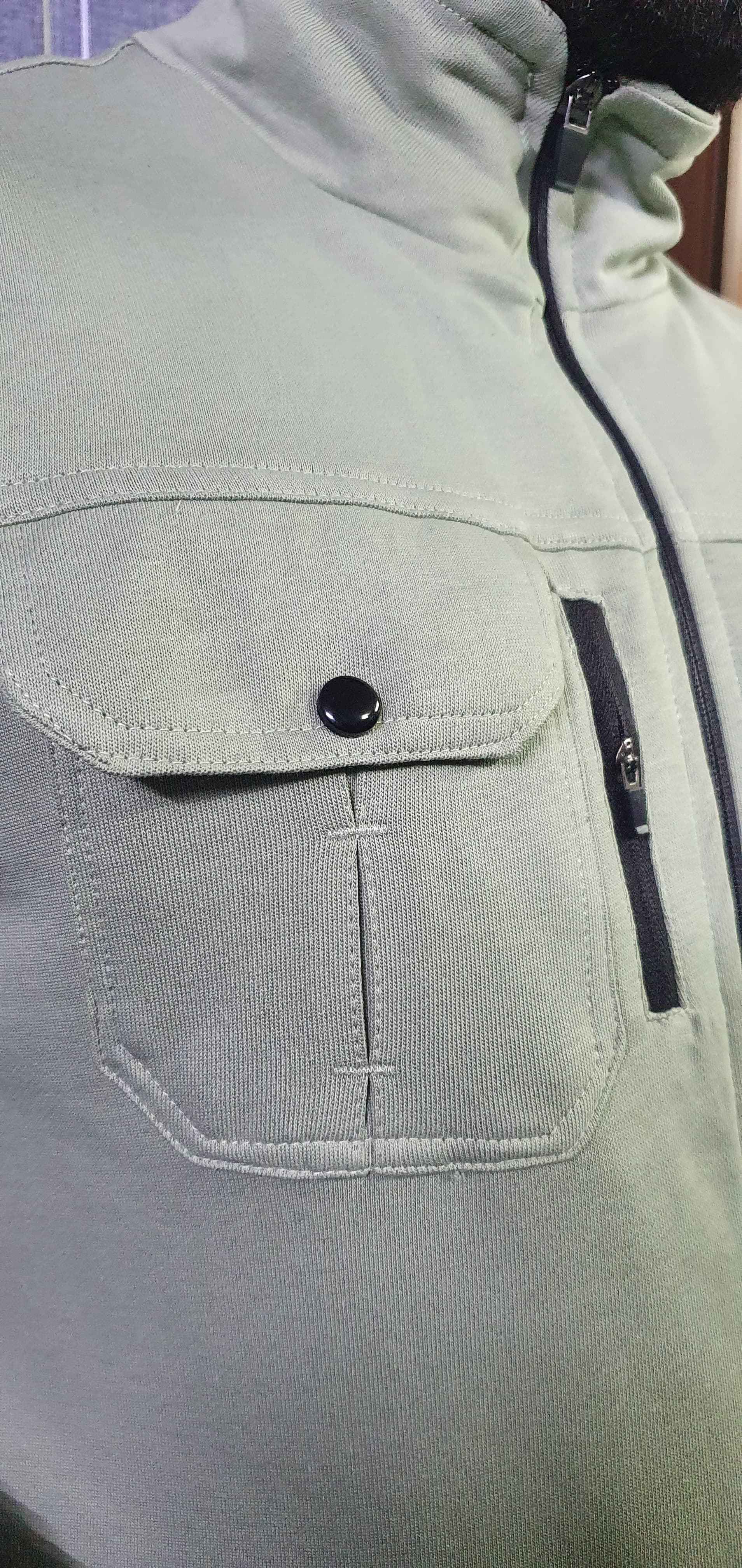 Premium Cotton Fleece Four Pocket sleeveless Jacket Pistachio 15 - Image 5