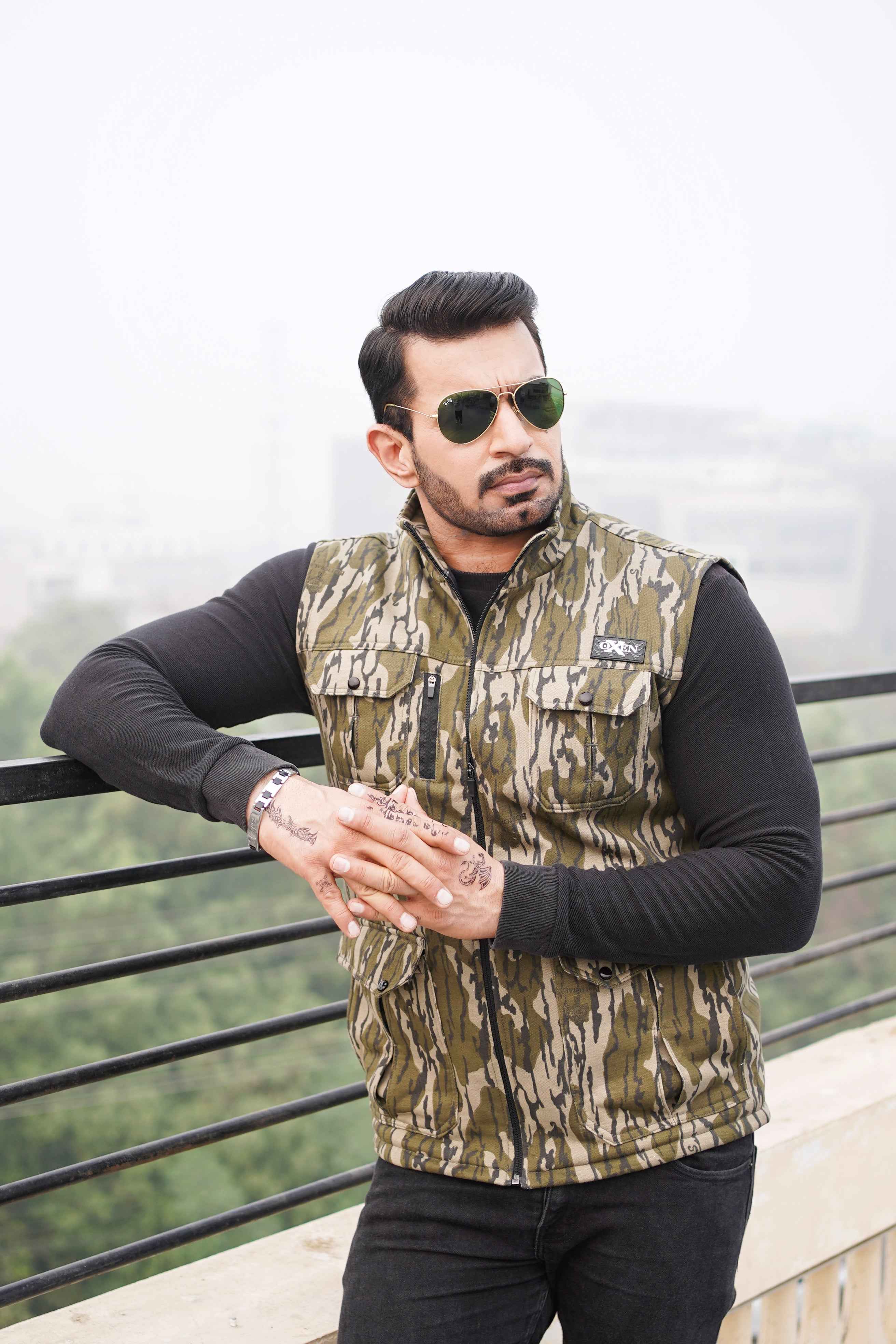 Premium Cotton Fleece Four Pocket Jacket Camouflage Jkt-05 - Image 3