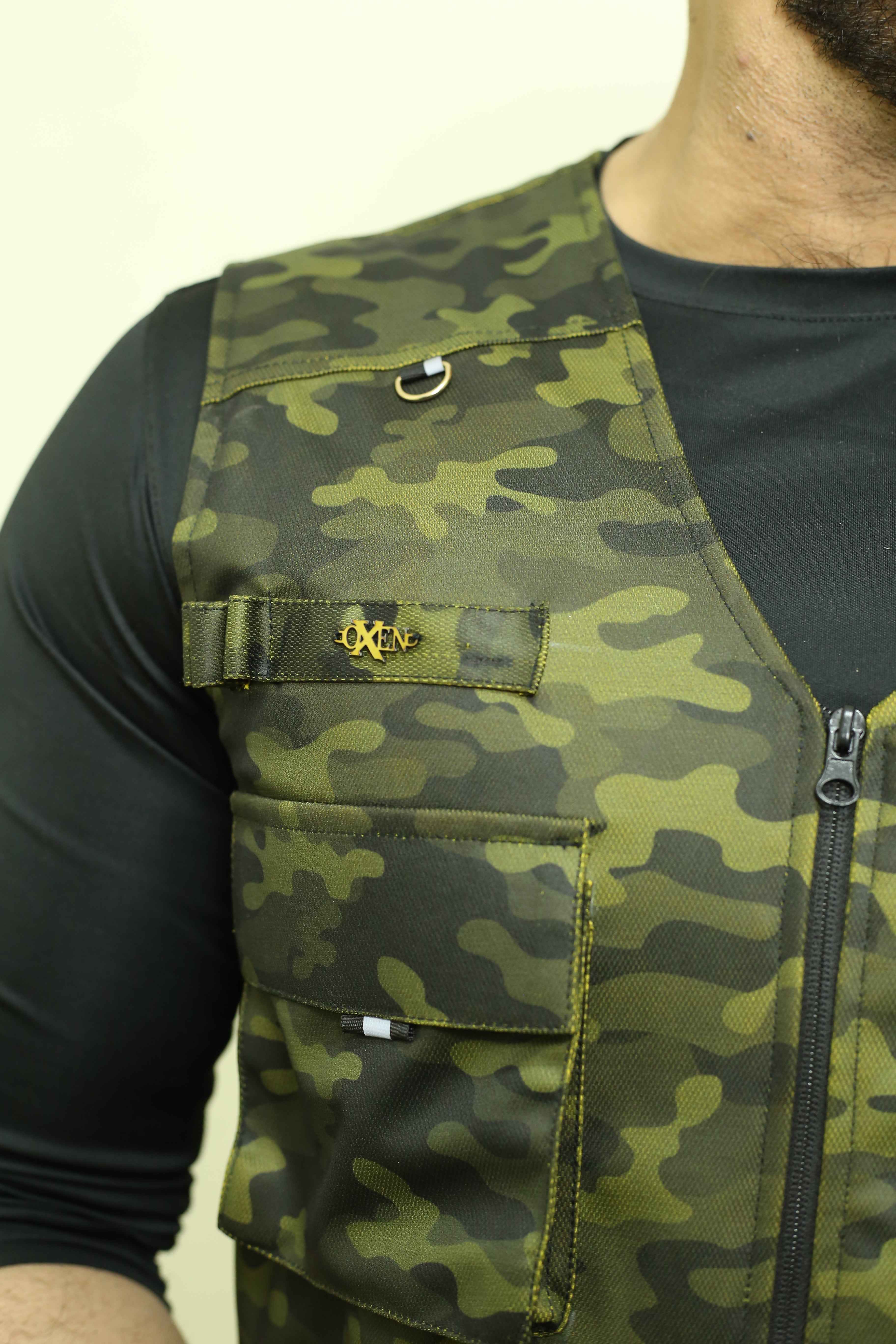 Premium Italian Textured fabrics Army Green Camouflage  Sidu Four Pocket Jacket SDJkt-21 - Image 3