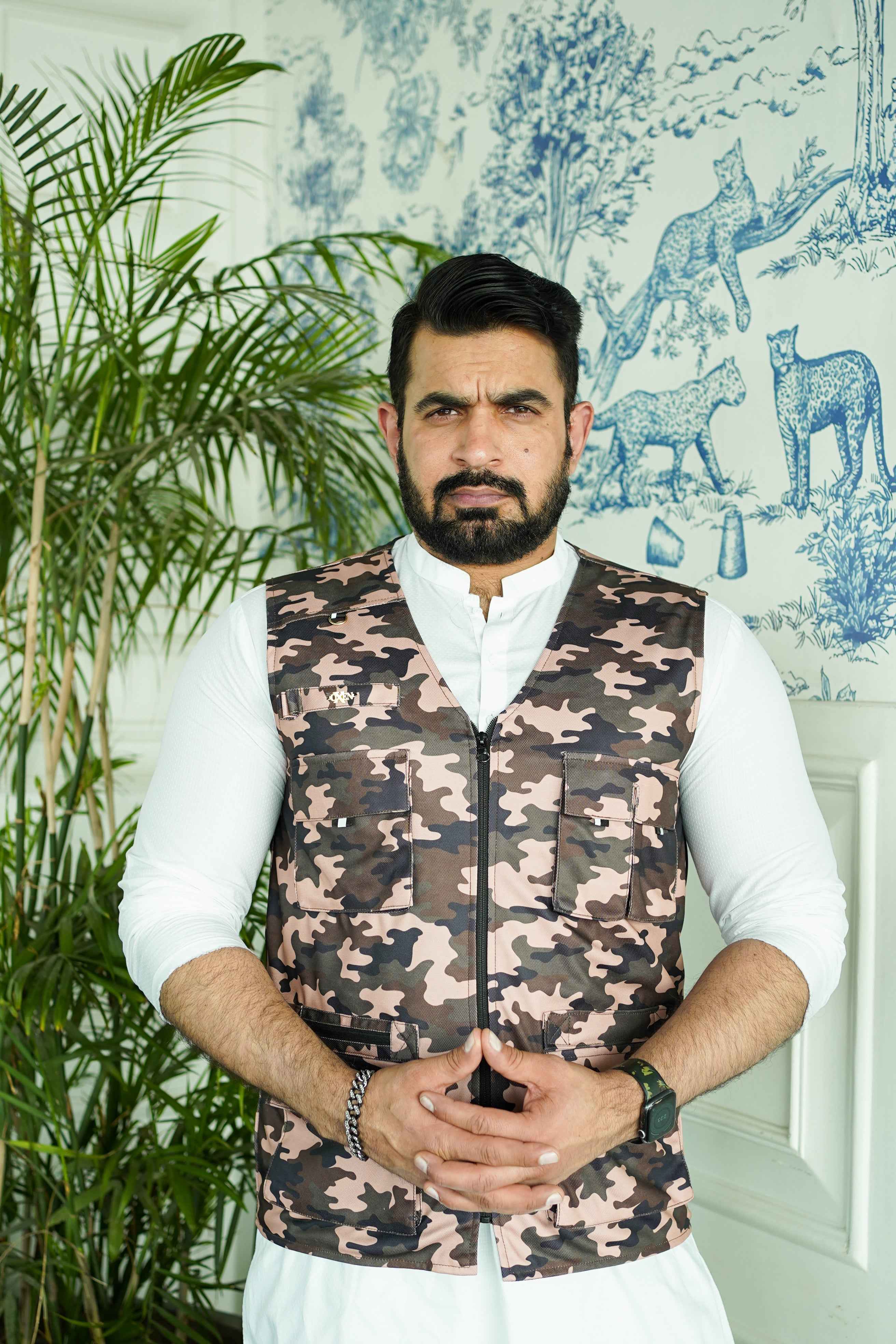 Premium Italian Textured fabrics Brown Camouflage Sidu Four Pocket Jacket SDJkt-22 - Image 4