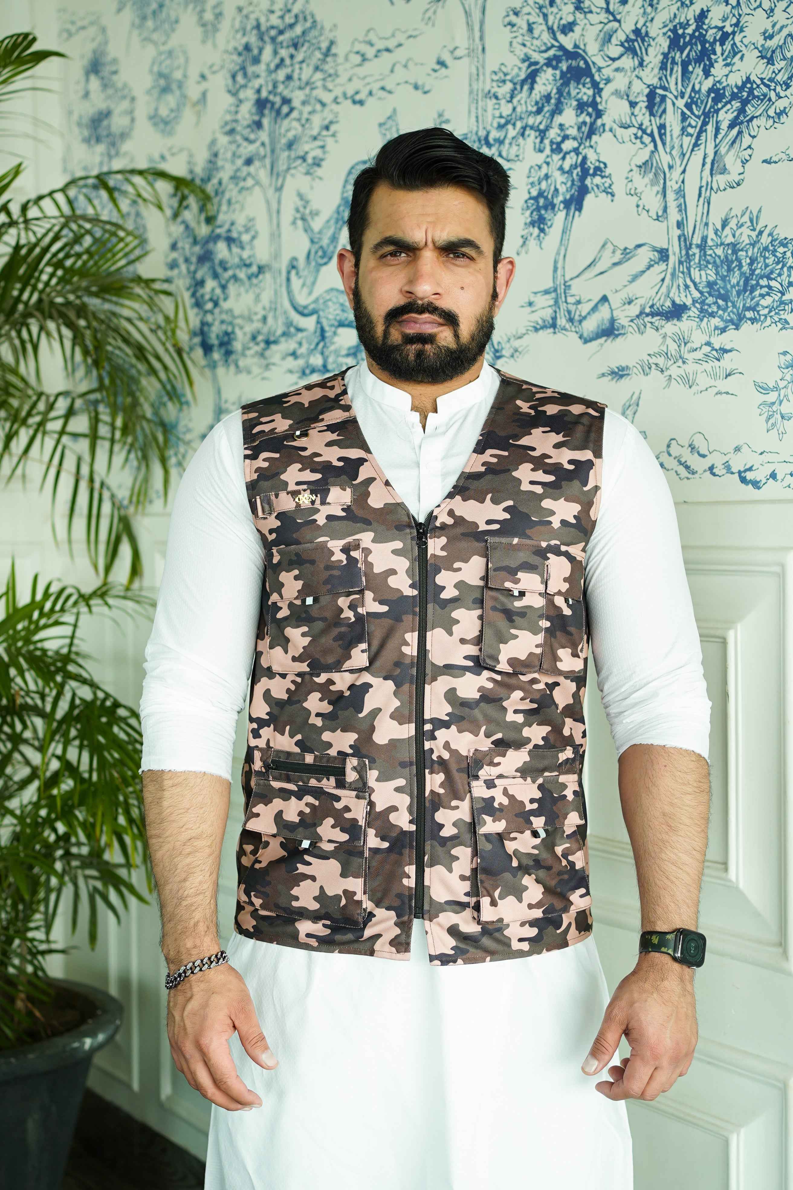 Premium Italian Textured fabrics Brown Camouflage Sidu Four Pocket Jacket SDJkt-22 - Image 6