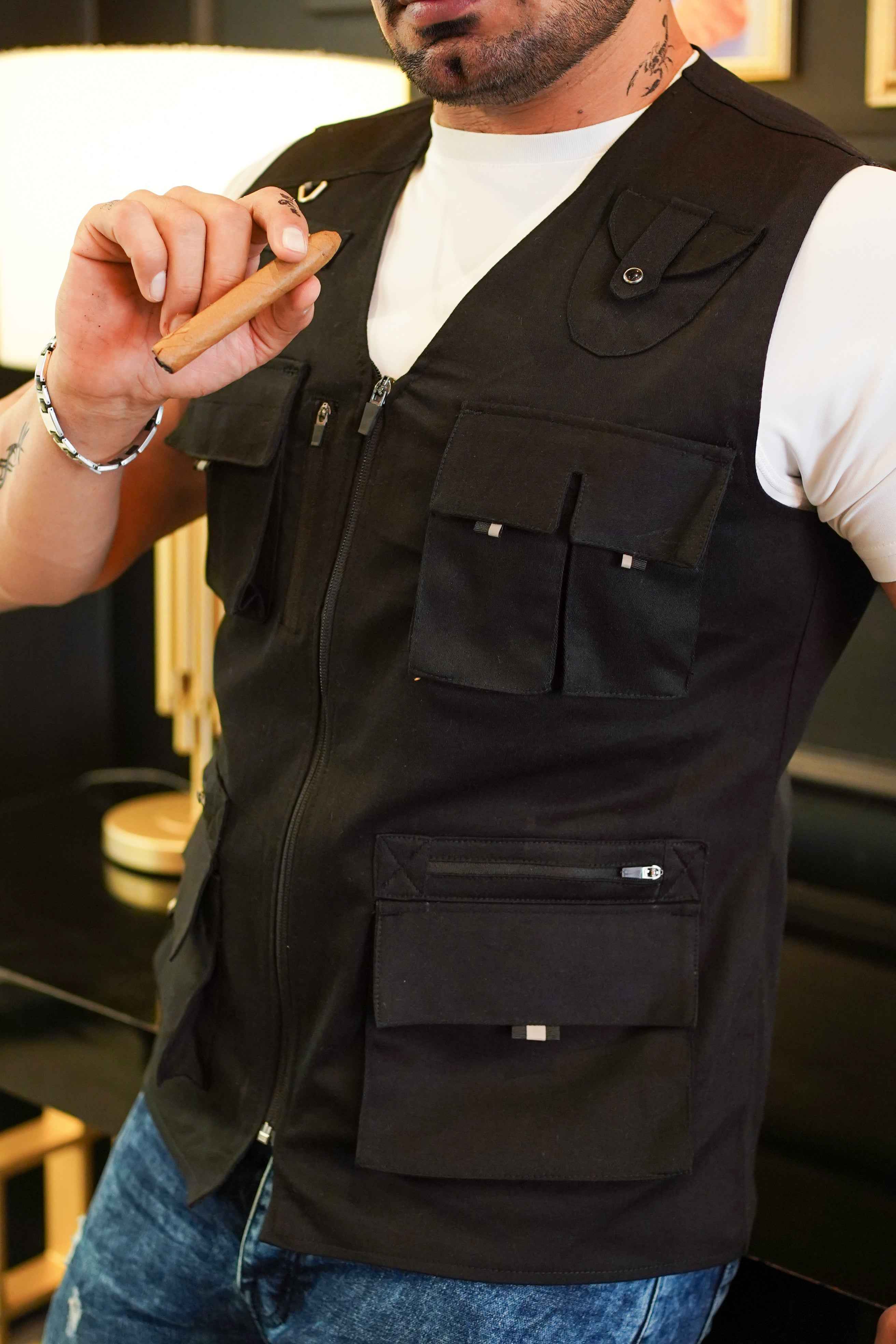Premium Twill Cotton jeans Sidu Four Pocket Jacket Black SDJkt-06 - Image 9
