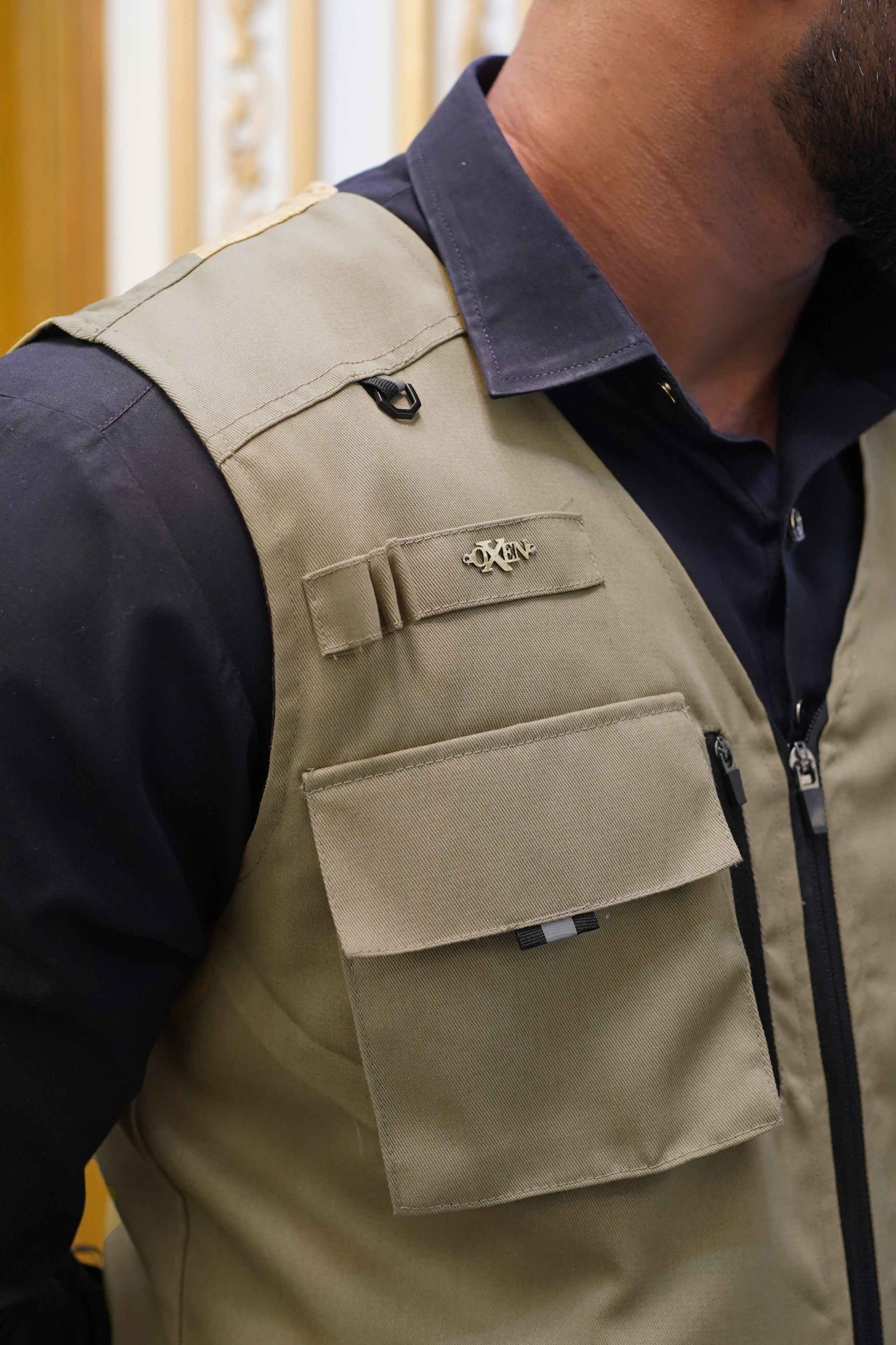 Premium Twill Cotton jeans Sidu Four Pocket Jacket Beige SDJkt-25 - Image 3