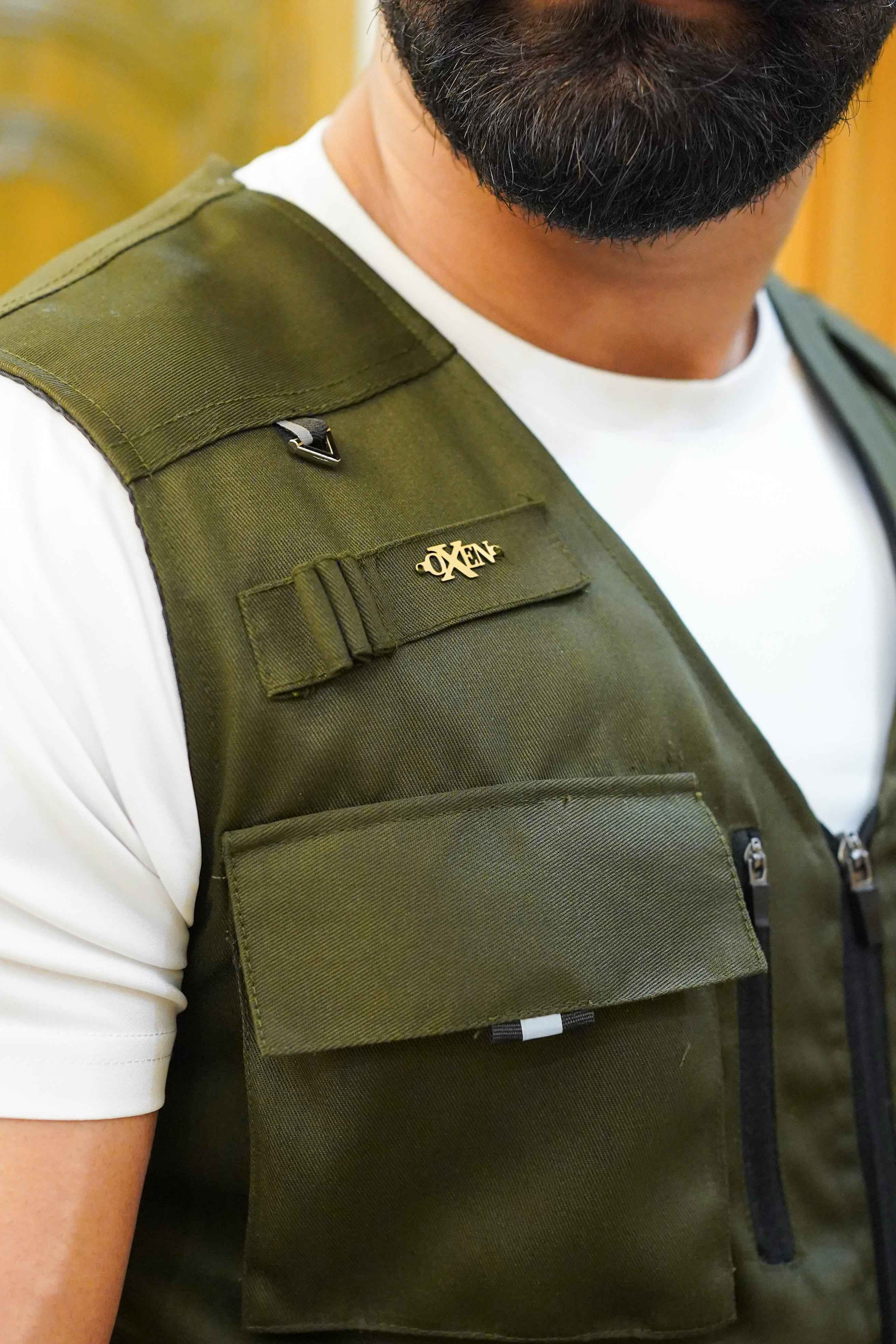 Premium Twill Cotton jeans Sidu Four Pocket Jacket Olive Green SDJkt-08 - Image 3