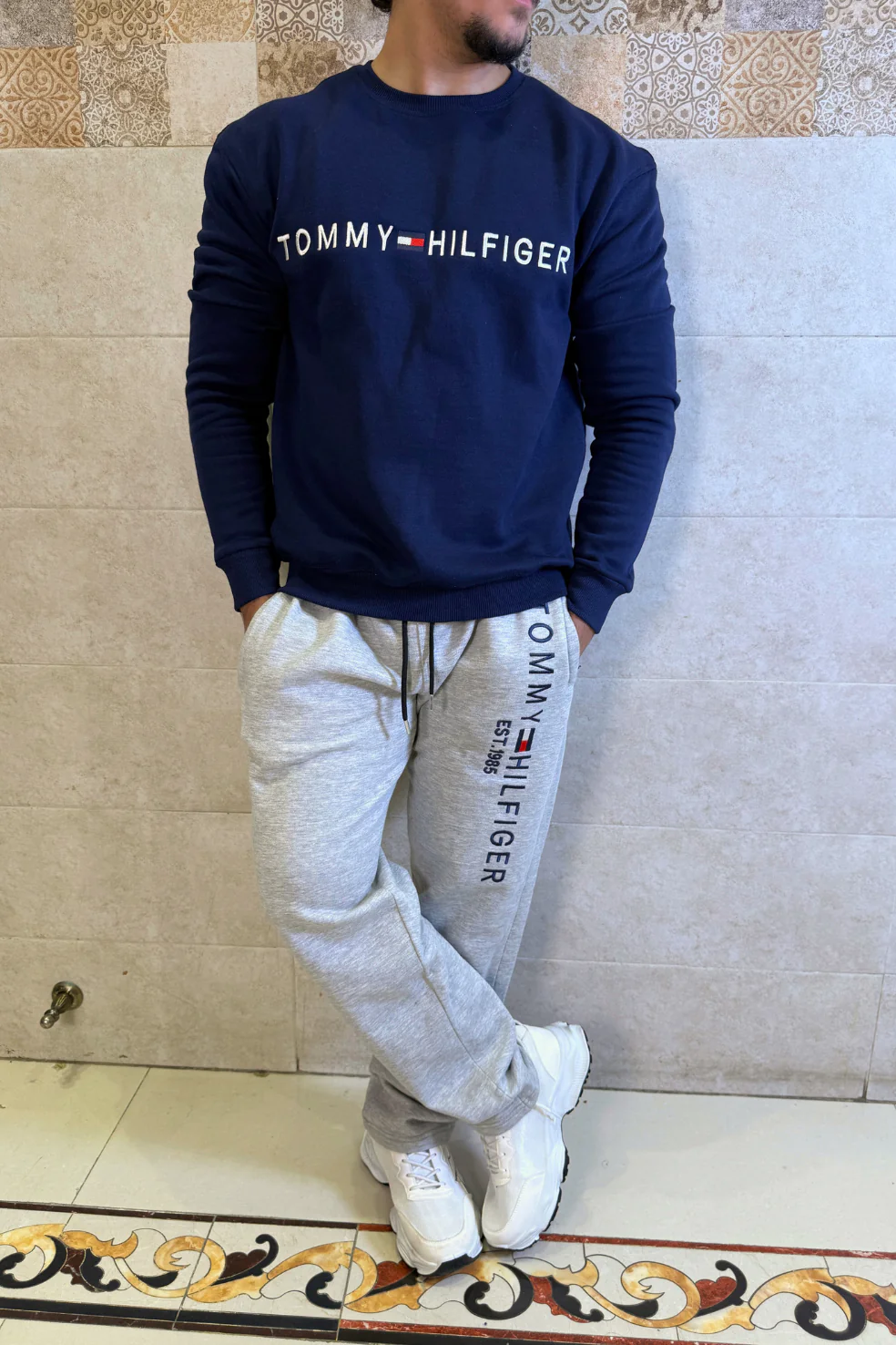 Tommy HLFGR 100% Imported High Quality Cotton Fleece Winter Tracksuit - Image 4